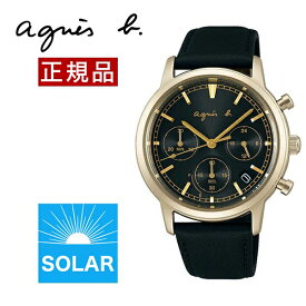アニエスベー 時計 メンズ agnes b. 腕時計 ソーラー クロノグラフ サム 40mm ブラック×ブラックレザー FCRD998 正規品