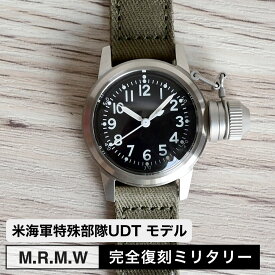 M.R.M.W ミリタリーウォッチ 腕時計 米海軍特殊部隊UDT ブシップウォッチ BUSHIPS WATCH コットンチノクロス 布製 ストラップ モントルロロイ 530027-01GF ブラック メンズ 正規品 おしゃれ