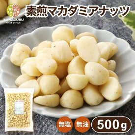 素煎マカダミアナッツ 500g ナッツ 自社焙煎 工場直送 素煎 素焼き ロースト 塩なし 無塩 食塩無添加 油不使用 おやつ おつまみ ツマミ ロカボ ダイエット 製菓材料 製パン材料 ケーキ材料 ハーフサイズ チャック袋 送料無料 金鶴食品製菓