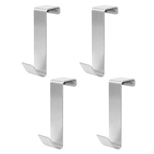 CHIALSTAR ドアフック 吊り下げ 扉 フック ドアハンガー 約W2XD2XH7.7cm 戸棚 キッチン ゴミ袋かけ 引き出し ハンガー 収納 お手洗い 4個セット (ステンレス)
