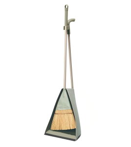 日本クリンテック スタンドチリトリ&ほうきセット フ ォレストグリ ーン 幅25cm 奥行22cm高さ85cm 屋外 コシの強い化繊繊維 細かいチリから粗ごみの掃除【お得な3本セット】