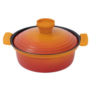 武田コーポレーション【鍋・卓上鍋・1~2人用】オレンジ 6号 軽量土鍋風卓上鍋18cm YKDT-18OR