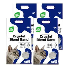 【OFT】 ク リスタル ブレンドサンド 4kg 4個セット 獣医師推奨 白い猫砂 体調管理 鉱物系 ベントナイト シリ カゲル ゼオライト 活性炭 無着色 無香料 少ない粉塵 オーエフティー