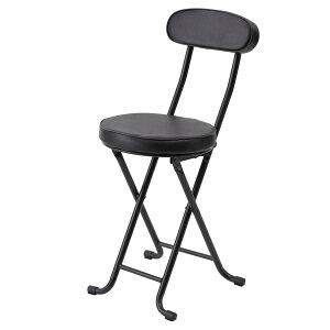永井興産 折りたたみチェア パイプ椅子 幅35×奥行45×高さ76cm ブラック 合成皮革 背もたれ付き 完成品 ベースチェア NK-021