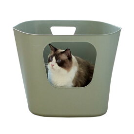 【OFT】 フレキシブルリッターボックス オリ ーブグリ ーン 猫 トイレ 大型 98%再生プラ スチック 大きい 飛び散り 防止 取っ手付き 丸洗い可能