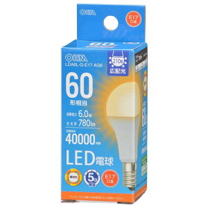 I[(OHM) I[d@ LEDd `i60`/780 lm/6.0W/dF/E17/Lz210°/Ή/fMގ{HΉj LDA6L-G-E17 AG6