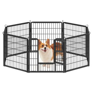 FEANDREA 犬サ ークル 高さ60cm 小型犬用 パネル8枚 複数連結可能 スチール製 組立簡単 折り畳み式 犬ゲージ 室内外兼用 犬用サ ークル PPK006B01 ペットフェンス