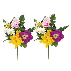 ポピー名古屋 造花 仏壇用 仏花 仏壇 仏壇花 ミニ 約25cm お盆 盆花 彼岸 お墓参り 供養 1対2束入り C23-09