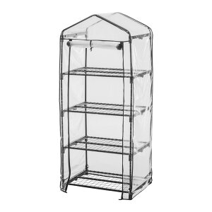 武田コーポレーション フラ ワースタンド・ガーデンラック・家庭菜園・温室 70×49×160cm ブラック ビニー ル温室棚4段 AS-OS-04BK