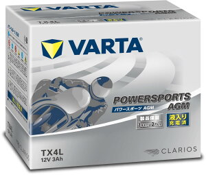 �o���^ VARTA Powersports AGM TX4L �o�C�N�p�o�b�e�� �[ ���^/�t����[�d��/YTX4L-BS�݊�
