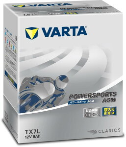 �o���^ VARTA Powersports AGM TX7L �o�C�N�p�o�b�e�� �[ ���^/�t����[�d��/YTX7L-BS�݊�