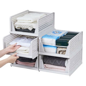 VECELO 衣装収納ケース 引き出し 幅33×奥行43×高さ18.5cm 5段 押し入れ収納ケース 折り畳み クローゼット 収納ボックス 積み重ね可能 衣類収納ボックス (L-5個)