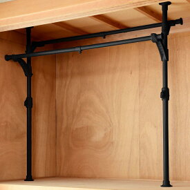 山善(YAMAZEN) 押し入れ ハンガーラック 【全体耐荷重60】 伸縮 (幅73-120×奥行35×高さ88-124) 突っ張り ワンタッチで設置可能 組立品 ブラック WJO-717(BK)