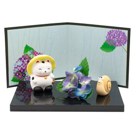 萬古焼 置き物 インテリア オブジェ 卓上 飾り 日本の歳時シリ ーズ 6月 梅雨げしき 部屋飾り 玄関飾り 置物 ミニ コンパクト 日本製 18706