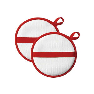 アンドエヌイー(&NE) ラウンドクロス nikii レッド 2枚入り 直径12cm×厚さ1.2cm キッチンクロス 日本製 布巾 丸 クロス マイクロファイバー NHO-190-RD