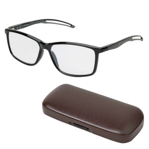 保土ヶ谷電子販売 老眼鏡 おしゃれ +3.5 度数 ケース付き 超弾性 樹脂フレーム フ ルリム ブルーライトカット 反射防止 ARコートレンズ ブラック 敬老の日 父の日 母の日 ギフト プレゼント ケ