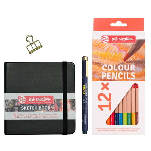 ^[XWp(Talens Japan) A[gNG[V XPb`Zbg XPb`ubN G`蒠 12×12cm ubN FM12Ft TAC-004M-CP12 485642