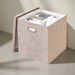 VECELO 収納ボックス カ ラーボックス 33×33×33cm 折りたたみ収納 衣類収納 取っ手付き クローゼット 蓋付き 布 おしゃれ 目隠し 奥行30 おもちゃ 布製 コンパクト ブラウン