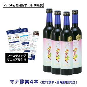 【送料無料・ファスティング集中サポート】マナ酵素500ml×4本セット|内側から整える、置き換え習慣サポートドリンク|マニュアル付