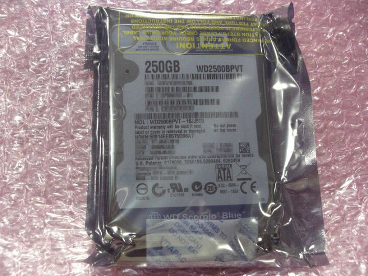 楽天市場】中古・ほとんど未使用2.5インチHDD 9.5mm 250GB SATA 