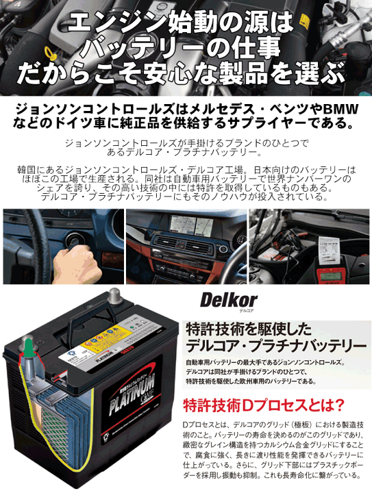 楽天市場】Delkor デルコア プラチナバッテリー D-57539/PL 輸入車用