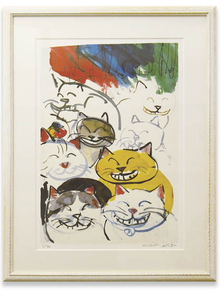 お部屋にマンハッタナーズ アート毎日アートに触れてチョッピリ贅沢気分♪ マンハッタナーズ 版画Cats in Laughter「笑い猫」