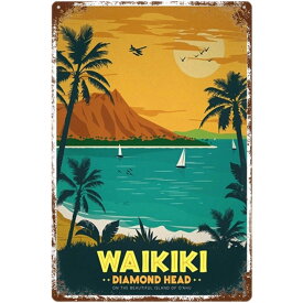 ブリキ看板 サーフィン 20×30cm ビーチ ハワイ サーフボード 西海岸 レトロ 壁飾り インテリア 雑貨 アメリカン ヴィンテージ プレート