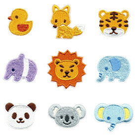 どうぶつワッペン 刺繍ワッペン 動物 アニマルモチーフ アイロン接着 補修 装飾 入園入学準備 バッグ 帽子 衣類