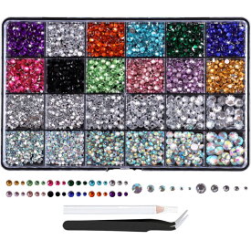 ラインストーン ネイルストーン デコストーン 24色 24000粒 大容量 ケース入り 平底タイプ DIY 手芸 ネイルアート アクリル 樹脂