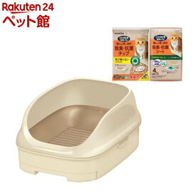 ニャンとも清潔トイレ 猫用 トイレ本体セット オープンタイプ ライトベージュ(1セット)【ニャンとも清潔トイレ】