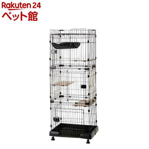 アイリスオーヤマ 猫ケージ 3段 ルーフキャットケージ アイアンブラック RFC-704(1個)【アイリスオーヤマ】