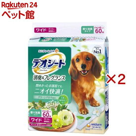 デオシート 消臭＆フレグランス グリーンアロマの香り ワイド 犬用(60枚入×2セット)【デオシート】