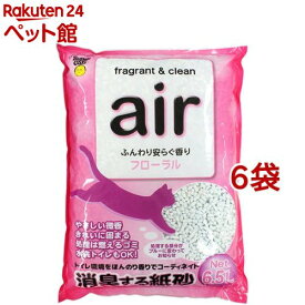 猫砂 air 消臭する紙砂 フローラル(6.5L*6袋セット)【スーパーキャット】