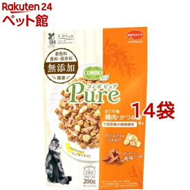 コンボ キャット ピュア まぐろ味・鶏肉・かつお節添え(200g*14袋セット)【コンボ(COMBO)】