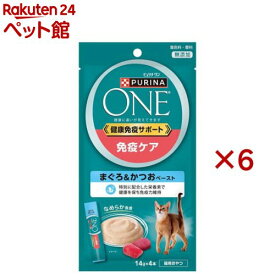 ピュリナワンキャット おやつ 健康免疫サポート 免疫ケア まぐろ＆かつおペースト(4本入×6セット(1本14g))【ピュリナワン(PURINA ONE)】