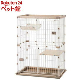 アイリスオーヤマ 猫 ケージ ウッディキャットケージ2段 ライトナチュラル PWCR-962V(1個)【アイリスオーヤマ】