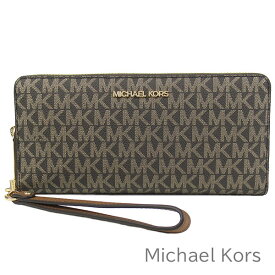 無料母の日ラッピング！ マイケル マイケルコース MICHAEL Michael Kors 財布 メンズ レディース 長財布 MK柄 シグネチャー ストラップ付き ラウンドファスナー 【送料無料】 ブランド マイケルコース正規品販売店 直営アウトレット店より直輸入