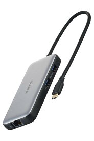 エレコム USB Type-C ハブ ドッキングステーション USB PD 100W対応 USB 10Gbps×2 4K60Hz HDMI×1 充電用USB-C×1 データ転送用USB-C×1 LANポート WindowsMac iPad シルバー DST-C27SV