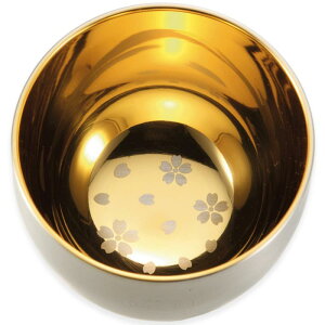 ナガオ 燕三条 ぐい呑み 桜金 直径6×高さ5cm 18-8ステンレス二重構造 日本製