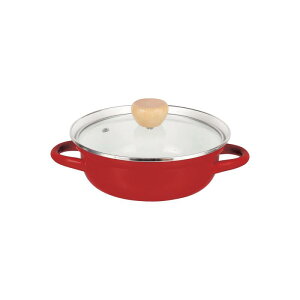 パール金属 鍋 卓上鍋 両手鍋 18cm ホーロー ほうろう ガラス蓋付 IH対応 1人用 レッド グラッセ HB-6487