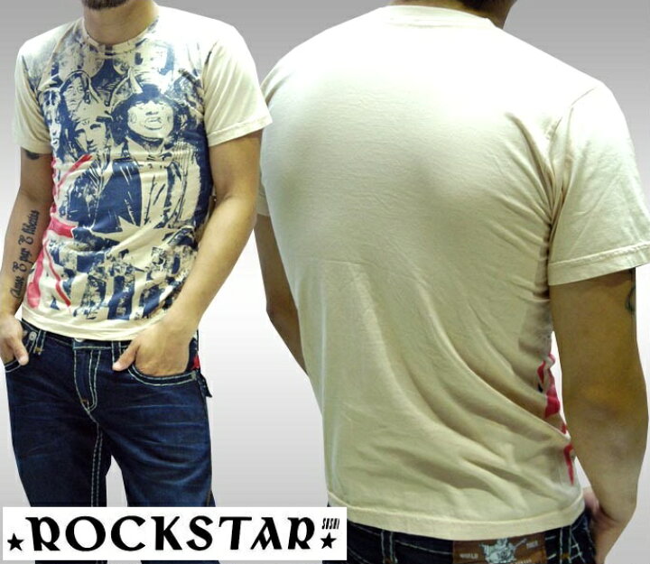 楽天市場 セール 送料無料 ロックスター メンズ Tシャツ Rockstar Sushi Flv006 ベージュ 半袖 トップス インポート Laセレブ Rock ロック Punk パンク サファリ スタイル セレブ ファッション 雑誌 掲載 ハリウッド ストリート カジュアル セレカジ アメカジ