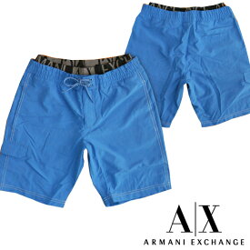 A|X Armani Exchange アルマーニエクスチェンジ メンズ 水着 レイヤード ブルー インナーメッシュ付き ストレッチ スイムウェア ボードショーツ パンツ アメカジ サーフ セレカジ インポート カジュアル スタイル ファッション