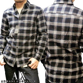 A|X Armani Exchange アルマーニエクスチェンジ メンズ 長袖 ネルシャツ ボタンシャツ ブラック アメカジ イタカジ アウター セレカジ インポート カジュアル スタイル ファッション 002
