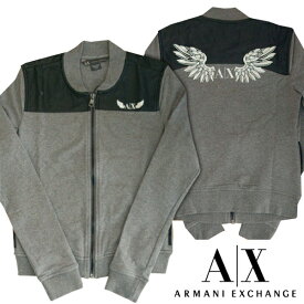 【訳あり・アウトレット】 【XSサイズ】 A|X Armani Exchange アルマーニエクスチェンジ レディース トラックジャケット グレー ブラック PUレザー アメカジ サーフ セレカジ インポート カジュアル スタイル ファッション