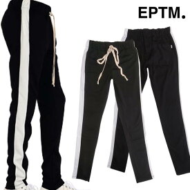 EPTM メンズ トラックパンツ ライン ブラック ホワイト ジャージー エピトミ 無地 ストリート ブランド HIPHOP ウェアー B系 服 ダンス ヒップホップ ファッション カジュアル ウェア スタイル