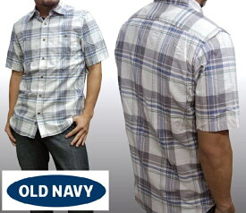 【セール】 オールドネイビー メンズ シャツ ベージュ 半袖 ボタンシャツ OLD NAVY GAP チェックシャツ トップス インポート ファッション ブランド ストリート サーフ アメリカン カジュアル アメカジ ヴィンテージ スタイル 正規 商品