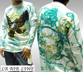 【セール】 LAエアライン メンズ ロンT 長袖 レイヤード Tシャツ LA AIRLINE Clothing EAGLE ホワイト エルエーエアライン トップス 海外 セレブ 着用 インポート カジュアル ブランド LAセレブ ハリウッド セレブ ファッション ロック セレカジ ストリート スタイル