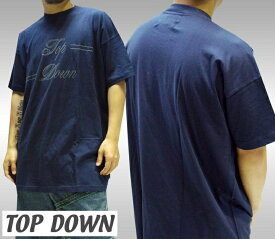 【セール】 TOP DOWN メンズ Tシャツ ネイビー クルーズウェア CRUES WEAR ストリート スタイル HIPHOP ウェアー B系 服 ダンス ヒップホップ 西海岸 ウエストコースト ファッション カジュアル ブランド ウェア オーバーサイズ 大きいサイズ セール 2L 3L 4L 5L