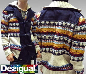 デシグアル Desigual メンズ ジャケット ネイビー ホワイト 37J1107 アウター ニット スペイン セレカジ ヨーロピアン ファッション インポート ブランド アメカジ セレブ カジュアル スタイル 正規