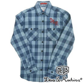 Deus ex Machina デウス エクスマキナ メンズ デニム ボタンシャツ 長袖 SERVICE GINGHAM SHIRT INDIGO ブルー デウスエクスマキナ シャツ safari サファリ オーシャンズ 雑誌 多数 掲載 ファッション ブランド ストリート サーフ ロンハーマン カジュアル アメカジ スタイル